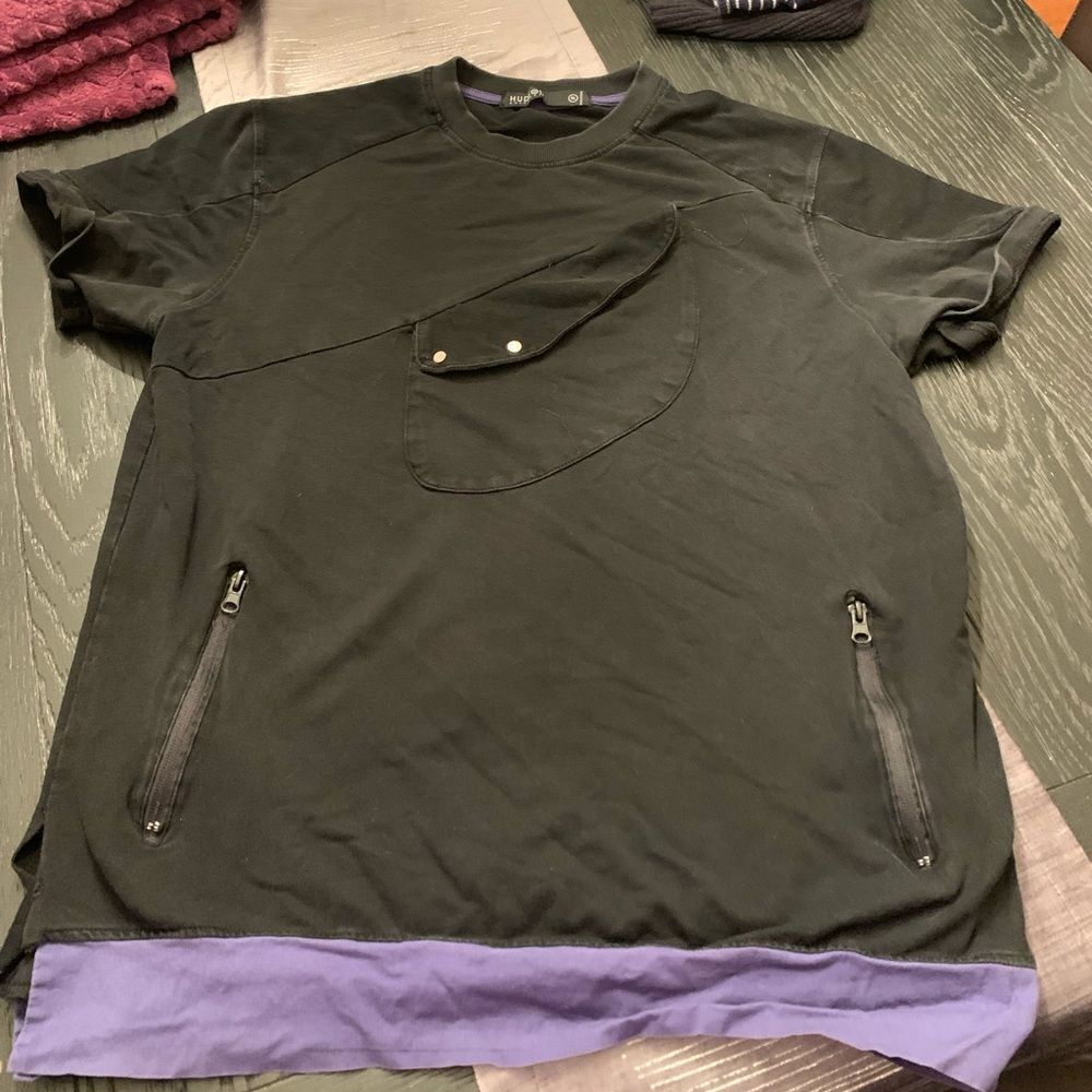 Hudson Outerwear Black Pocket Zipper Heavy Weight T-Shirt sz XL